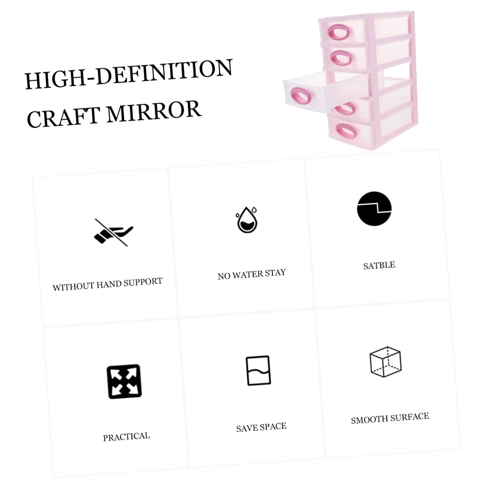 VILLCASE Organizzatore da Scrivania Portaoggetti Pratico e Decorativo Rosa 5 Cassetti in Pp per Cosmetici e Accessori da Ufficio e Bellezza