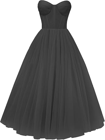 Tvuyet Elegant Tulle Short Prom Dresses for Teens Ball Gown Corset Homecoming Dresses Tea Length Formal Cocktail Dress
