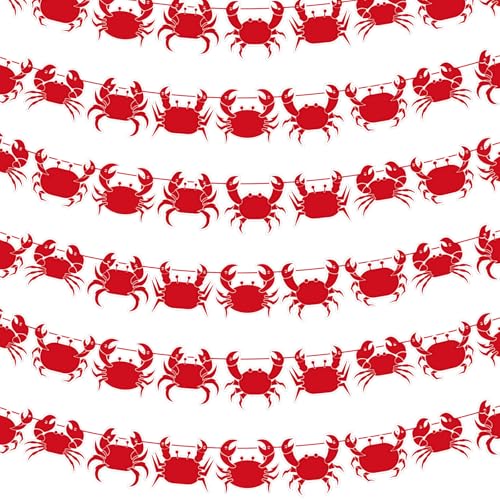 Image of 5 Pcs Crab Boil Party Decorations Banner Crab Ceiling Decorations Summer for Luau Theme Nautical Birthday Party Supplies
