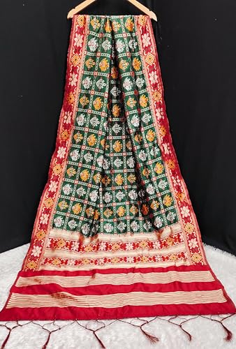 Image of TRENDMALLS Women's Jacquard Silk Ethnic Patola Floral Design Dupatta Ethnic Motif Pattern