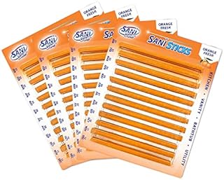 SANI 360° Sani Sticks Drain Cleaner and Deodorizer | Non-Toxic, Enzyme Formula to Eliminate Odors and Helps Prevent Clogged Drains | Septic Tank Safe | 48 Count, Orange Scent