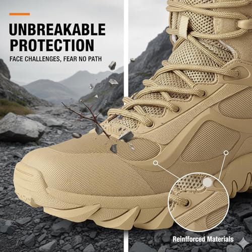 Image of Kervaky Men's Military Tactical Boots Lightweight Work Boot Non-Slip Breathable Jungle Desert Combat Boots
