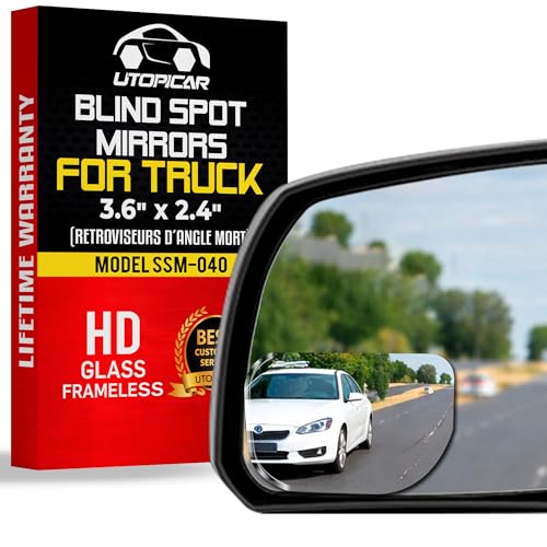 Blind Spot Mirror for Trucks 3.6"X2.5" - HD Glass Frameless Convex Mirror for Truck with Wider View and Improved Traffic Safety