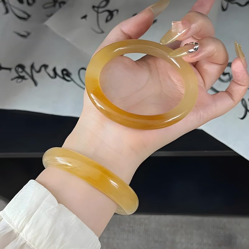 Yellow Natural HuangLongYu Bangle Bracelet for Women Healing Protection Good Luck Natural Gemstone Fengshui Jewelry for Wife Mother's Day Gift for Mom - Image 7
