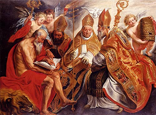 Toile les quatre pères de l'église latine Jacob Jordaens pour la décoration du salon 60x90cm