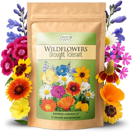 Created By Nature Drought Tolerant Wildflower Seed Mix, 15 Varieties, 67,000 Seeds
