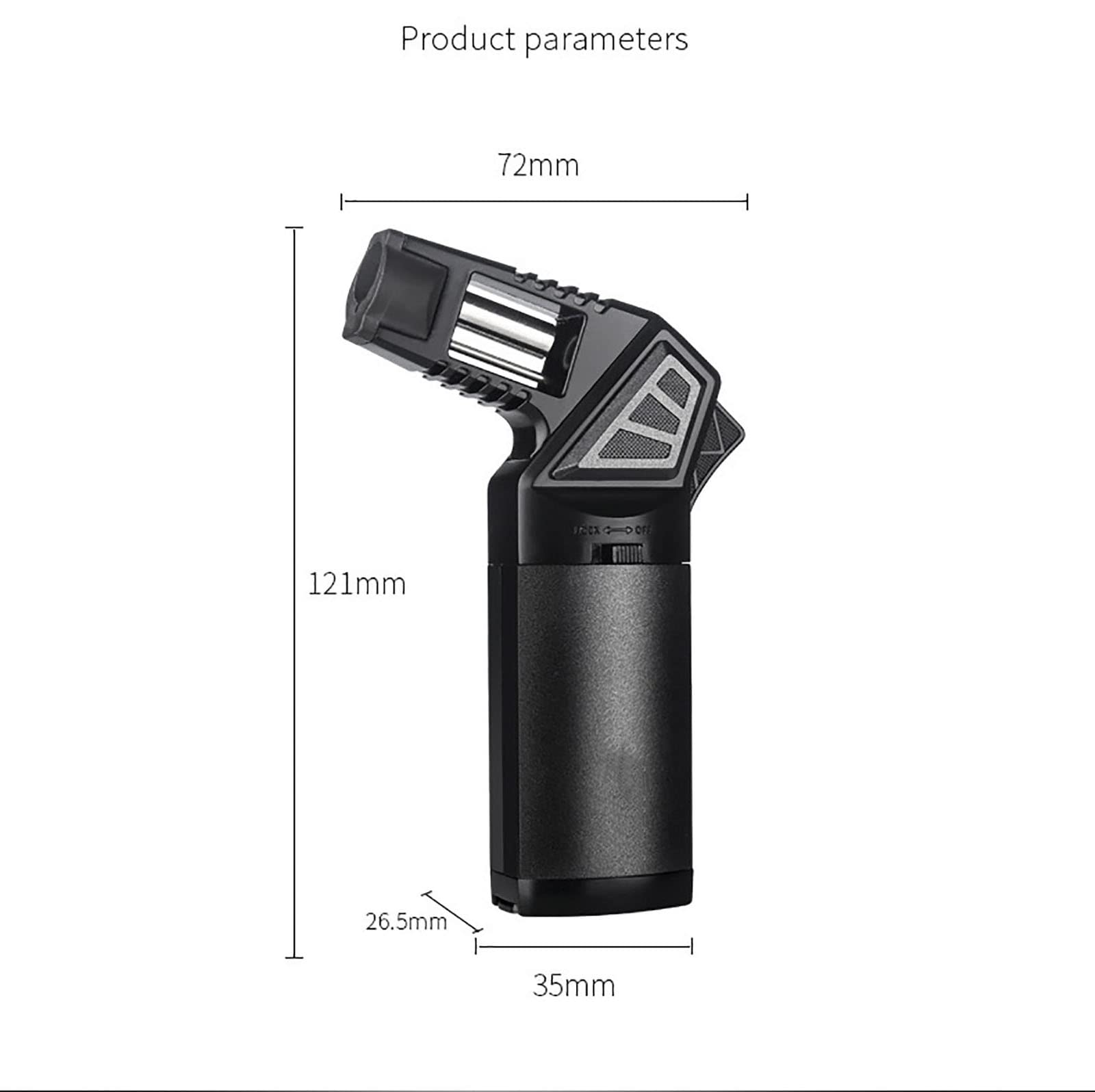 Encendedor de Cigarros Jet Torch Encendedor de Butano Recargable Diseño a Prueba de Viento Push-to-Ignite para Cigar Grill BBQ Camping,Silver,12 * 7.2cm