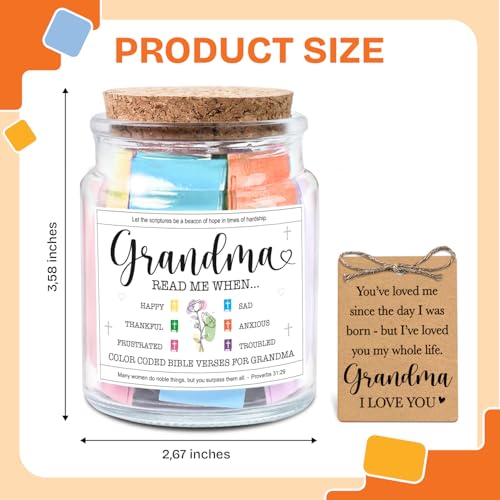 Image of NewEleven Christian Gift, Grandma Birthday Gifts From Granddaughter, Grandson, Kids - Daily Encouragement, Inspirational Present - Bible Verse Jar