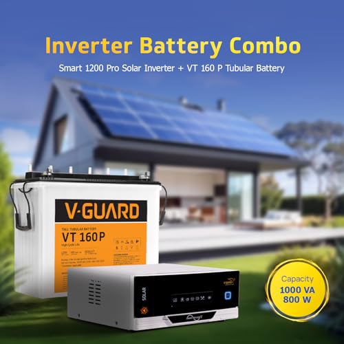 Image of V-Guard Inverter & Battery Combo (Smart Pro 1200S S Inverter, VT 160 P (152Ah Tall Tubular Battery)) for Home, Office & Shops
