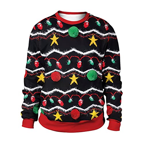 LIBOOI Ugly Christmas Sweater für Männer Frauen, Lustige Weihnachtspullover 3D Digital Print Sweatshirt Pullover Pullover, C, XL Cover