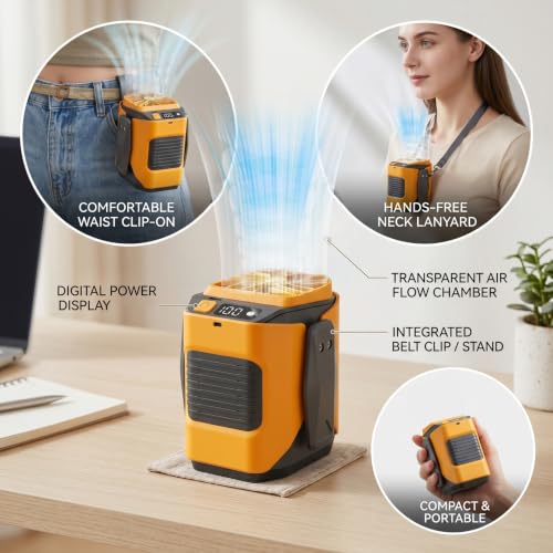 Ventilador de cintura portátil para trabajar al aire libre con clip y batería de 6000mah 7