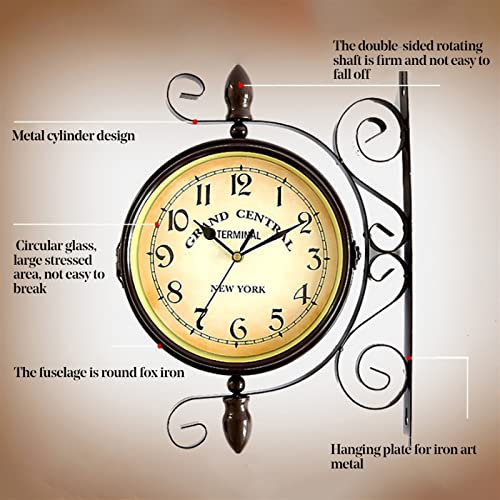 Horloge murale rétro double face pour décoration de maison