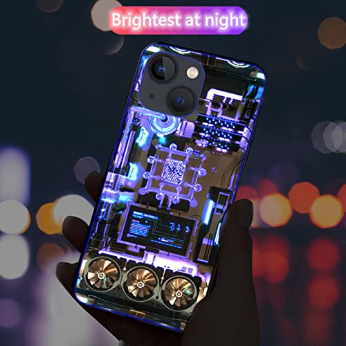 Led Light Iphone 13 Pro Max Case Colorful Glowing Tempered Glass Back Cover Bumper Shockproof，For Cool Women And Trendy Men，Protective Lens，Call Music Flash，Send Tempered Film (Mechanical) #TOP3