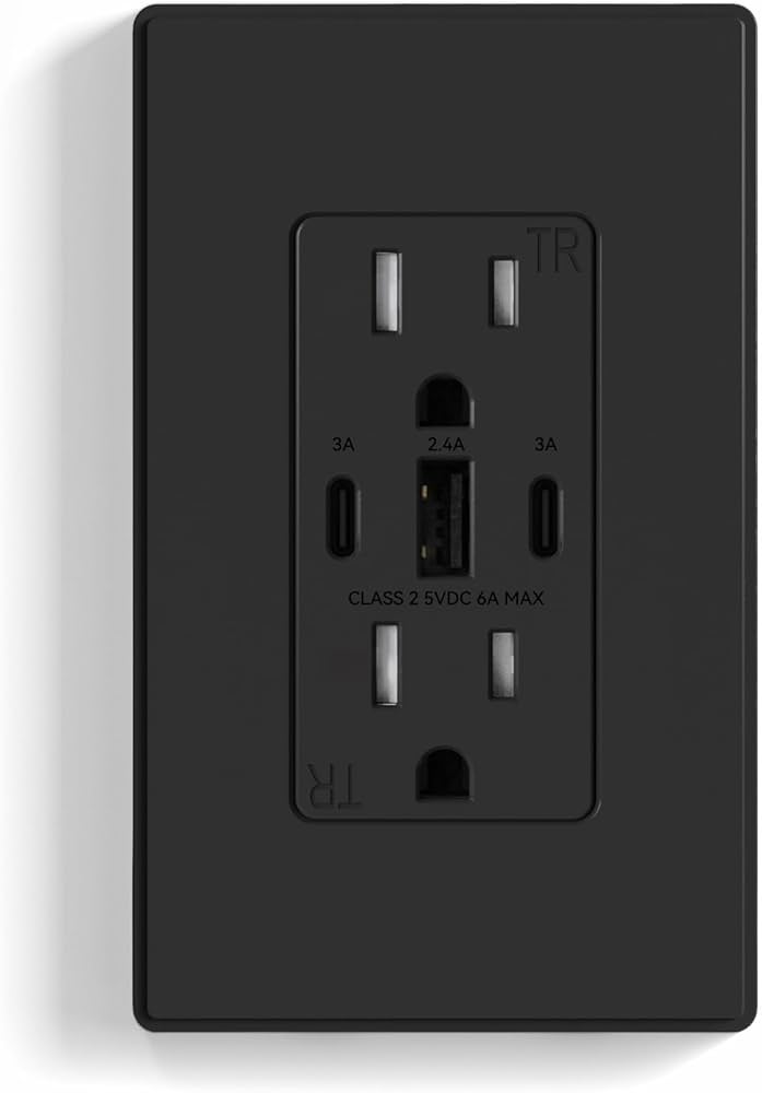 ELEGRP USB Outlets, 30W 6.0 Amp USB C Outlets Receptacles, 3-Port