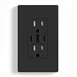 USB Outlets, 30W 6.0 Amp USB C Outlets Receptacles, 3-Port USB Wall Outlet, 15 Amp Tamper-Resistant Outlet with 2 USB C Ports, UL Listed, Screwless Wall Plate Included, 1 Pack, Matte Black