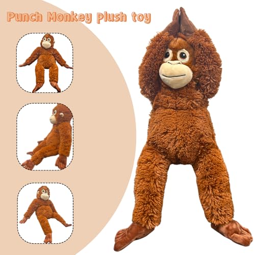 TQJOUJOU Punch Monkey Plush Toys, Punch The Monkey Soft Stuffed Animals Throw Pillow, Huggable Cuddly Orangutan Zoo Animal Plushies Doll, Gift for Kids and Adults (Orange) — view 4
