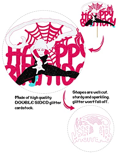 Kingsparty Spider Girls Cake Topper Glitter Ghost Spider Gwenn Cake Decorations For Girls Spider Friends Birthday Decorations Superhero Cartoon Theme Birthday Party Supplies #TOP1