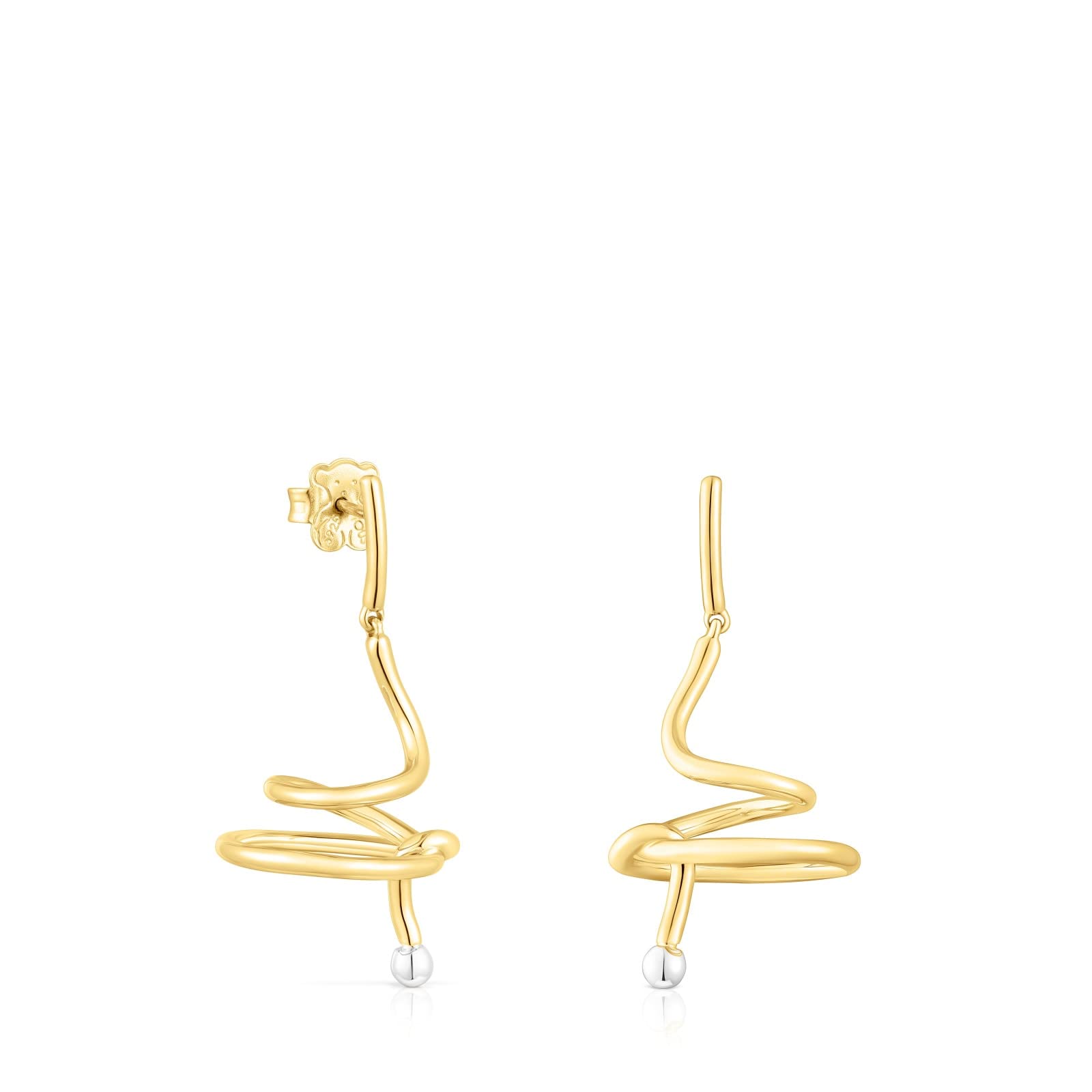 TOUS Pendientes espiral con baño de oro 18 kt sobre plata y plata St. Tropez