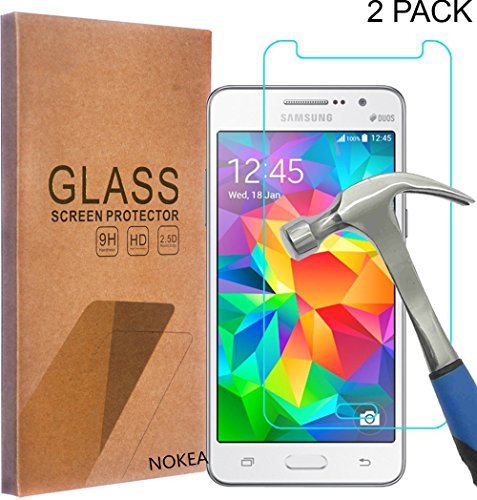 [2 Pack] Samsung Galaxy Grand Prime Screen Protector, NOKEA [Tempered Glass] with [9H Hardness] [Crystal Clear] [Easy Bubble-Free Installation] [Scratch Resist] (for Galaxy Grand Prime)
