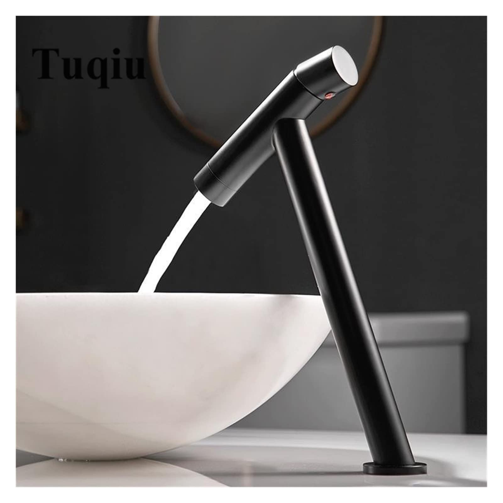 Faucet de baño Latón Negro Cuenca Faucet Frío y Caliente Aceitador de Agua Fregadero Grifo Grifo de un Solo Mango montado en la Cubierta Grifo de Grifo Grifo(T Without Overflow)
