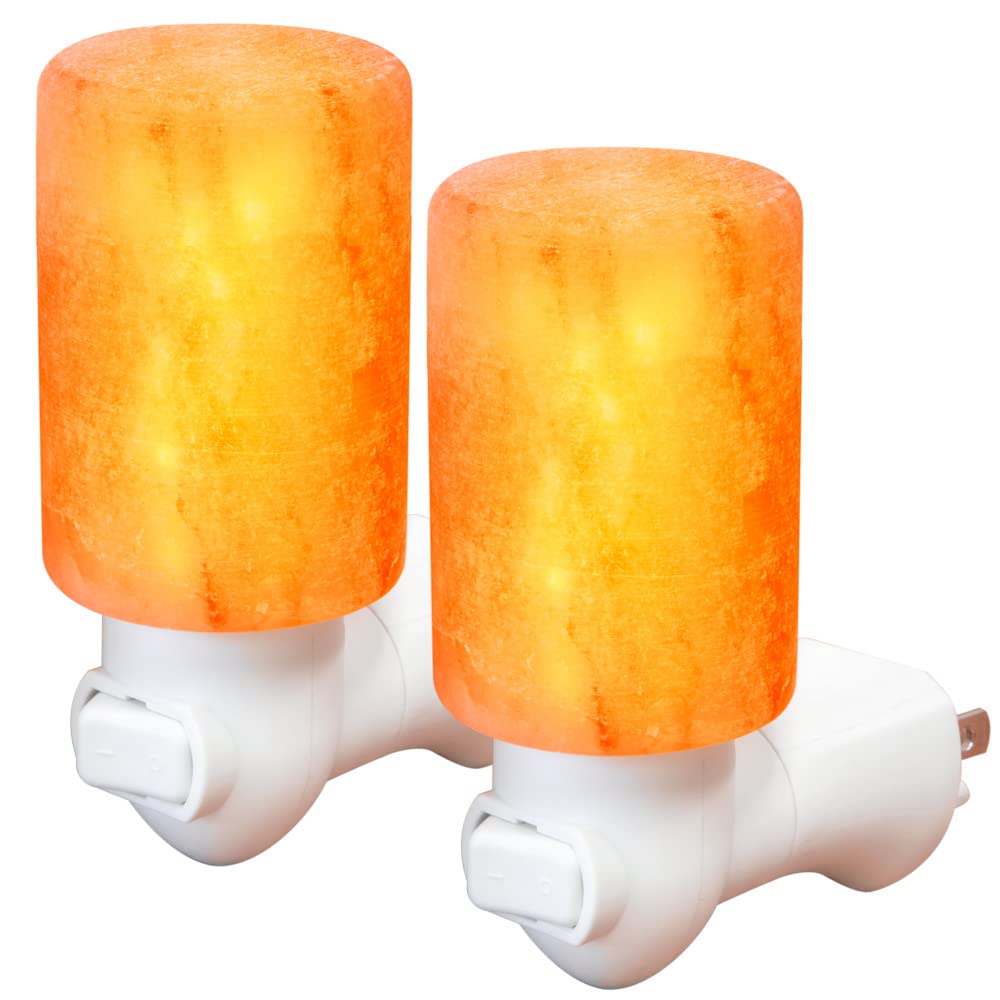 Namzi Salt Lamp Night Light with Himalayan Natural Crystal Salt Color Lights - UL Listed Plug for Lighting Bedrooms Or Bathrooms (2 Pack)