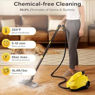 KROQO Multi-Purpose Steam Cleaner, Heavy-Duty Handheld Steam Mop with 23 Accessories, Steamer Cleaning Removes Stubborn Stains on Tile Grout Hardwood, Living Room, Kitchen, Bathroom