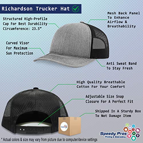 Richardson Structured Mesh Trucker Hat Disc Golf, Tree And Yeti Embroidery Polyester Hat Snaps Heather Gray/Black One Size #TOP1