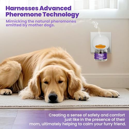 Image of Dog Calming Diffuser, Relaxing Pheromone to Calm Dogs, Advanced Pet Pheromones Supplies for Peeing Dog Anxiety Fireworks Relief Anti Barking, Fighting(1 Diffuser with 3 Refill)