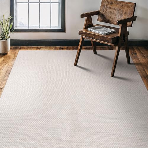 CAMILSON Easy Jute Rug 4x6, Indoor Outdoor Off-White Farmhouse Area