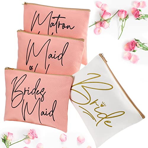 8 Pcs Bridesmaid Makeup Bag Matron of Honor Gifts Bridal Bag for Bridal Wedding Party Gift(Lovely Pattern)3