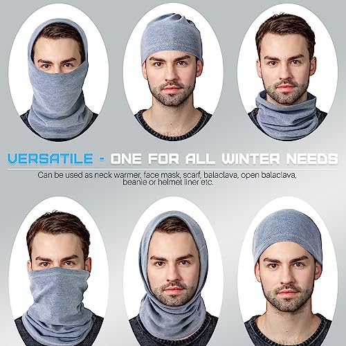 Exski Winter Neck Gaiter Warmer, Soft Fleece Face Mask Scarf For Cold Weather Skiing Cycling Outdoor Sports Light Blue #TOP3