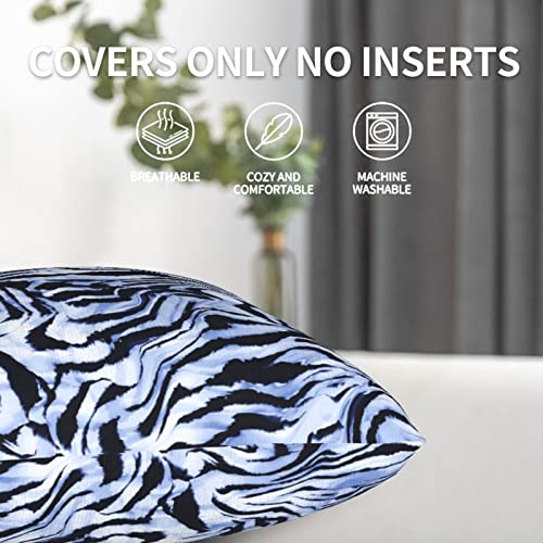 Fdin 2 Packs Hidden Zippered Pillowcase Zebra Stripes Accent Printing 18X18Inch,Decorative Throw Polyester Cotton Pillow Case Cushion Cover For Home,Printed Both Sides, Black And Navy Blue #TOP4