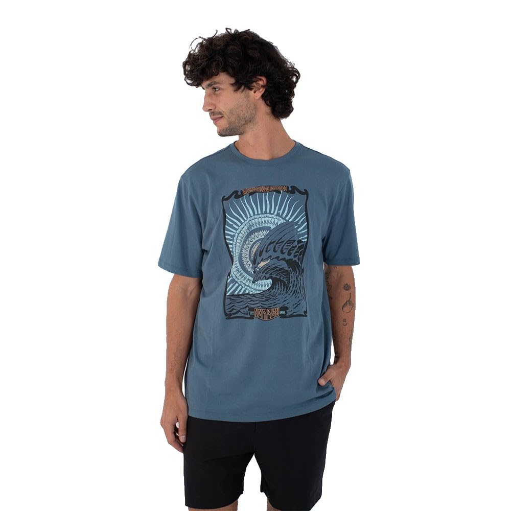 Hurley Mens Short Sleeve H2o Dri Wave Mandala T-Shirt, Gray, S EU