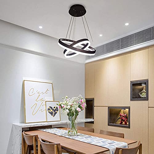 Promo Discount Up To 70% Off Jaycomey Modern LED Pendant Light,Circular Acrylic Chandelier Adjustable Two Rings Ceiling Pendant Light for Living Room Bedroom Kitchen Resturant,6000K/Cool White,44W