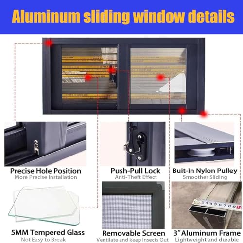 Ventana de aluminio elegante y duradera con panel de vidrio templado 5