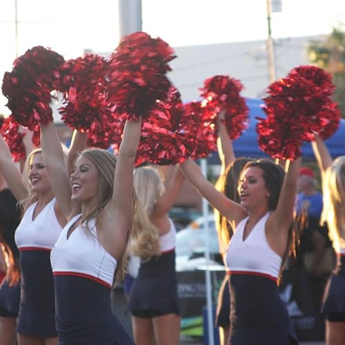 image for Hooshing 2PCS Red Pom Poms Cheerleading Holographic Spot Cheerleader P