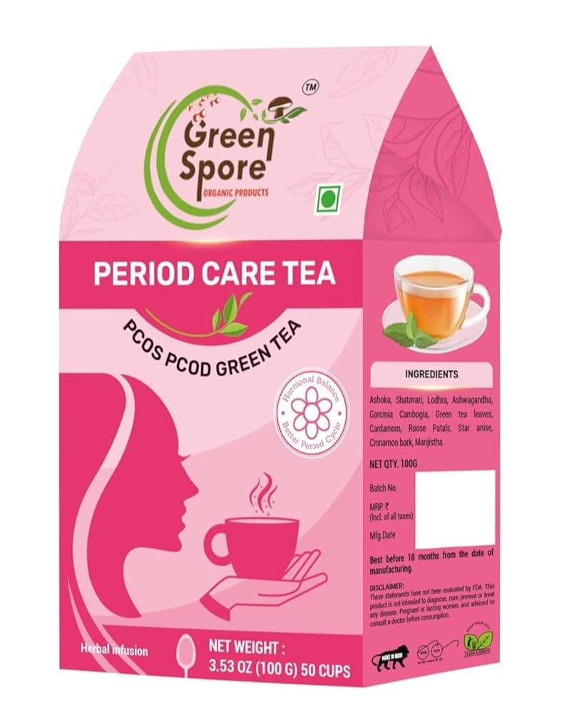 Green Spore Period Care Tea (Pcos Pcod Green Tea) Hormonal Balance And Better Period Cycle - Loose Leaves, 100 Gram-image-38