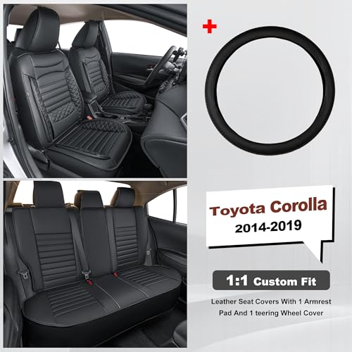 Image of for Toyota Corolla Seat Covers 2014 2015 2016 2017 2018 2019 Corolla LE /L /S Plus /S /LE Plus /XSE /SE Premium Leather Car Seat Covers Full Set for SUV-Car Seat Protector (Black, 5 Seats)