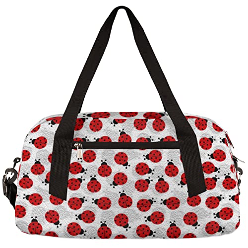 Ladybugs Pattern Kids Duffel Bag for Girls Boys Teens, Ladybugs Oil Painting Dance Bag Overnight Small Duffel Bag Carry On Weekend Sports Gym Travel Bag for School Practice Gymnastics Ballet