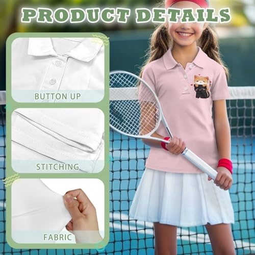 Kids Golf Shirt Tennis Top Quick Dry Girls Tops for Holiday Sports 5-16 Years 6