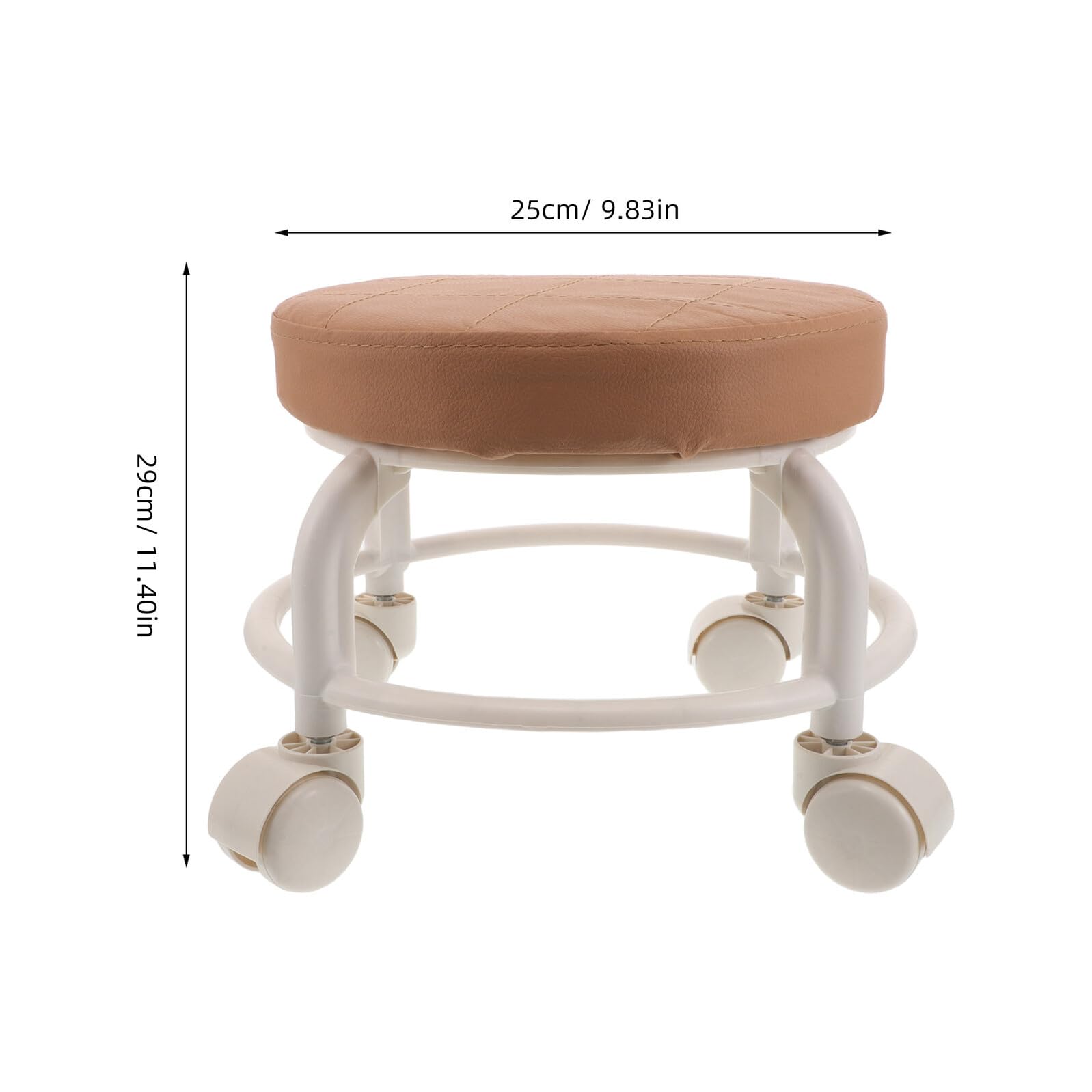 Gatuida Tabouret Roulant à roulettes Pivotantes Marron en PU Résistant pour Pédicure et Salon, Siège Rond Moderne avec Construction Robuste, pour Maison et Bureau