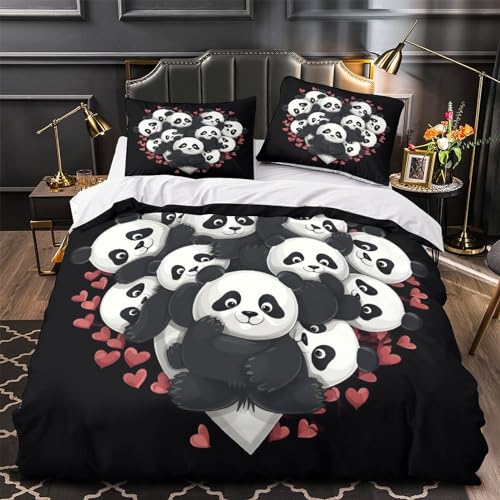 Funda nórdica de panda 3D en microfibra premium de 200x200cm con cremallera 4