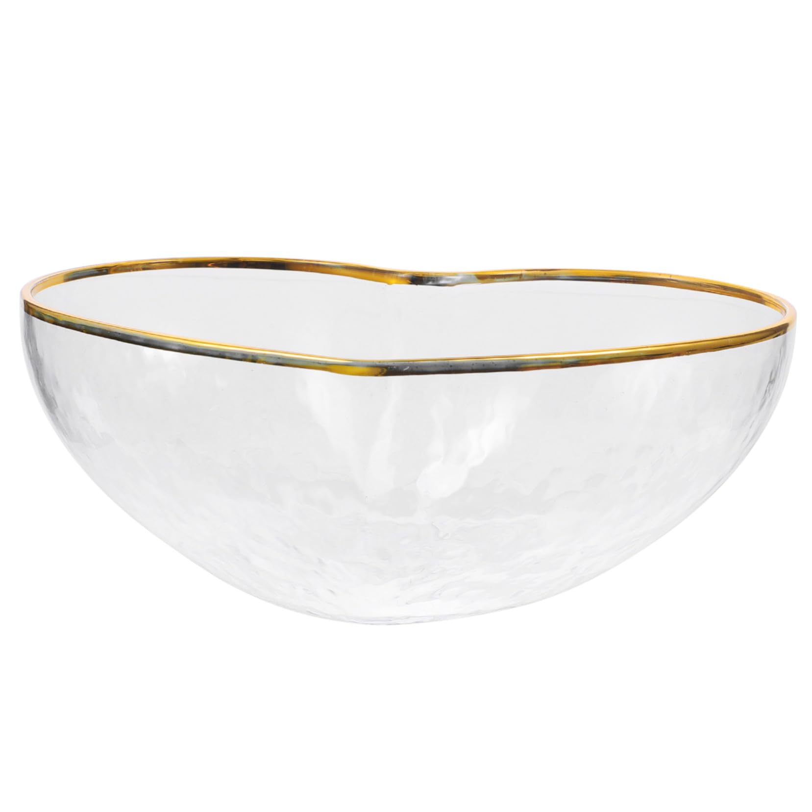 Saladier transparent en verre martelé corail rouge pour fruits