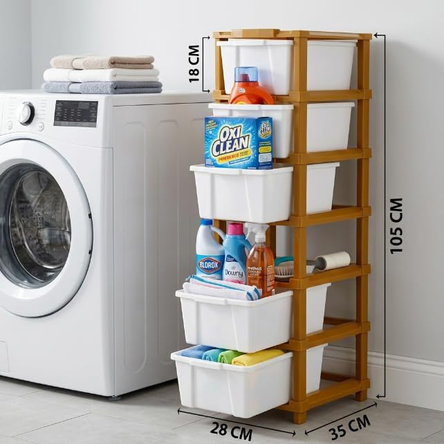 Image of Kavira Plastic Drawer Storage Tower - Space Organizer|White,6 Layer