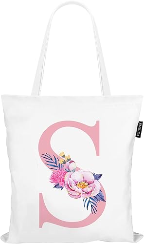 Fmeida Bolsa de mano con monograma para mujer, Initia S, regalos de cumpleaños para profesores, mamás amigos, regalos personalizados para dama de