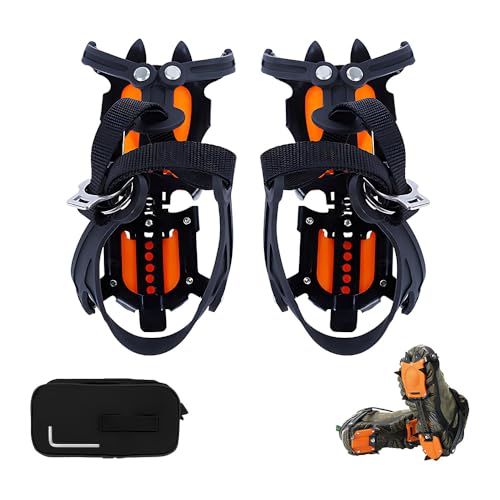 TONGIHS 2 pièces Crampons,Griffes à Glace pour Chaussures et Bottes,Griffes à Neige,pour la randonnée hivernale, la Marche, Le Jogging, l'escalade, la randonnée, la...