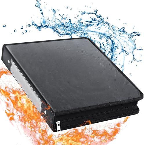 Henoyso II-HENOYSO-7086 1 Pcs Fireproof 3 Ring Binder With Zipper 1.25 Inch Dustproof D Ring Document Organizer Hold Up 260 Sheets Of 8.5 Inch X 11 Inch Zipper Binder cover