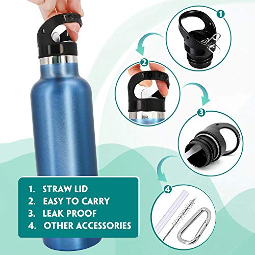 Straw Lid for Hydro Flask Water Bottle Replacment Lids For Hydro Flask 18 21 24 oz Simple Modern Ascent, Takeya, Thermoflask Standard Mouth Bottle-3 Sports Lids With Straw