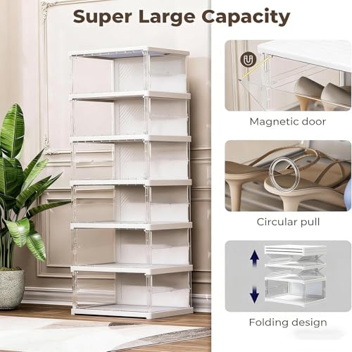 Boîte de rangement pour baskets transparente et magnétique pour armoire