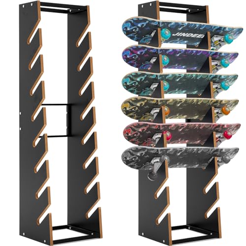 Vercraft Wooden Skateboard Rack Floor Skateboard Stand Holder 8-Layer Skateboard Holder Skateboard Display Organizer for Storage Decks Longboards Garage Standard Skateboards Mini Cruiser Skateboards
